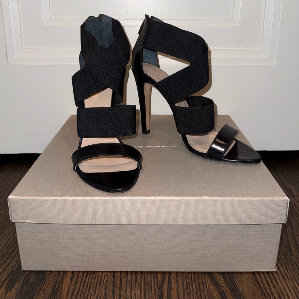 Club Monaco Black Strappy Heels
